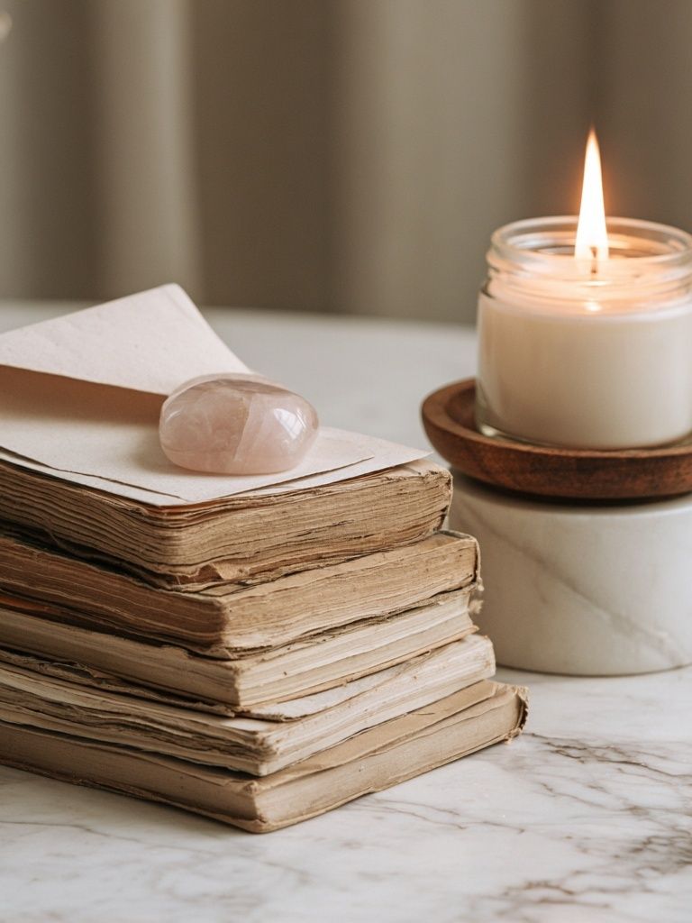 Candle and Books Still Life Print. poster detail