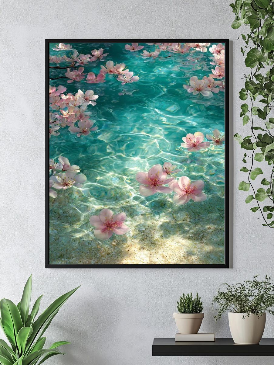 Cherry Blossom Water Reflection Poster. — room view 4