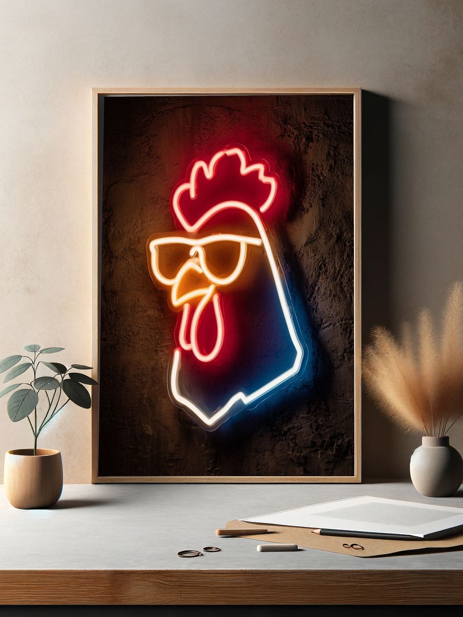 Cool Chicken Neon Poster. — room view 2