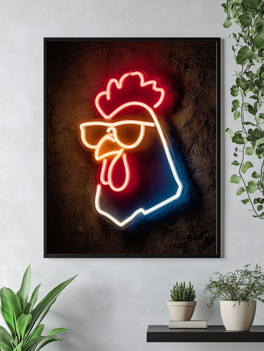 Cool Chicken Neon Poster. — room view 4