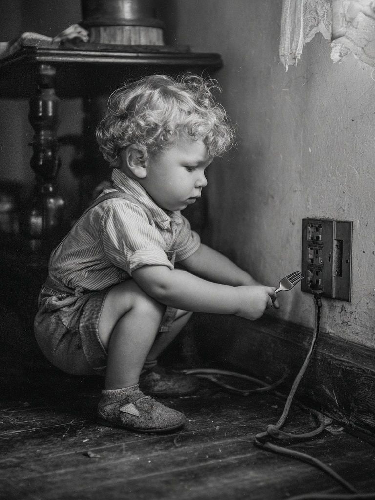 Curious Child — Black-White Print. poster detail