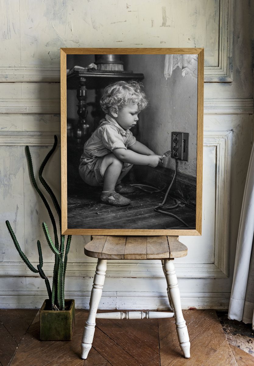 Curious Child — Black-White Print. — room view 1