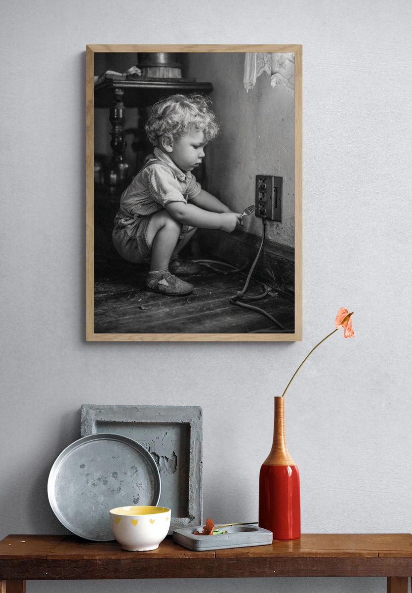 Curious Child — Black-White Print. — room view 3