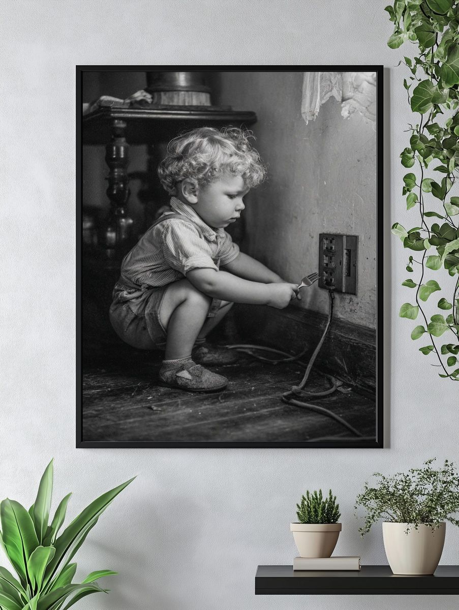 Curious Child — Black-White Print. — room view 4