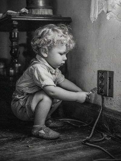 Curious Child — Black-White Print. poster