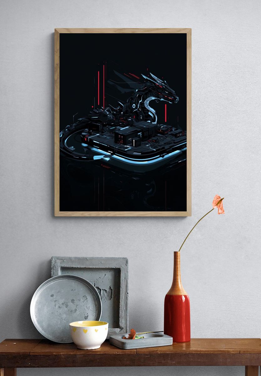 Cyber Dragon Neon Print. — room view 3