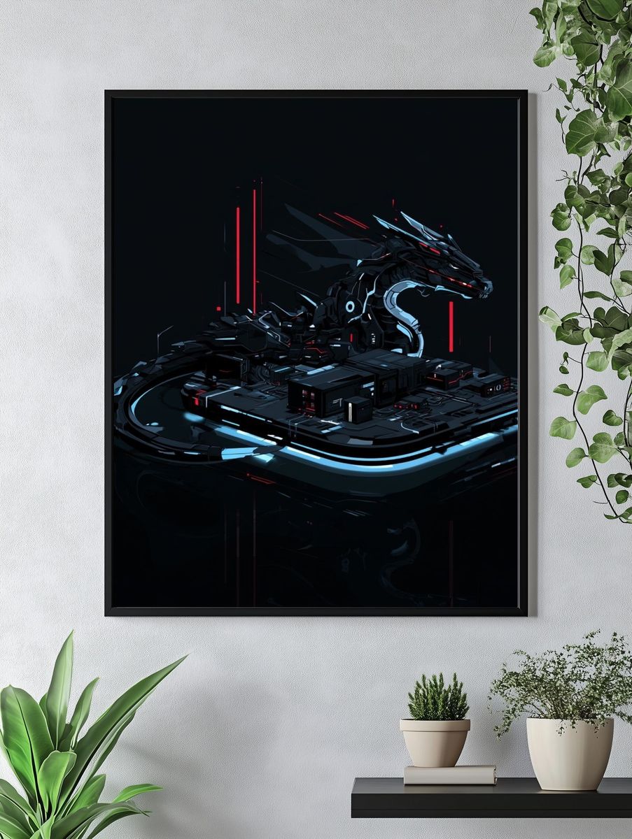 Cyber Dragon Neon Print. — room view 4