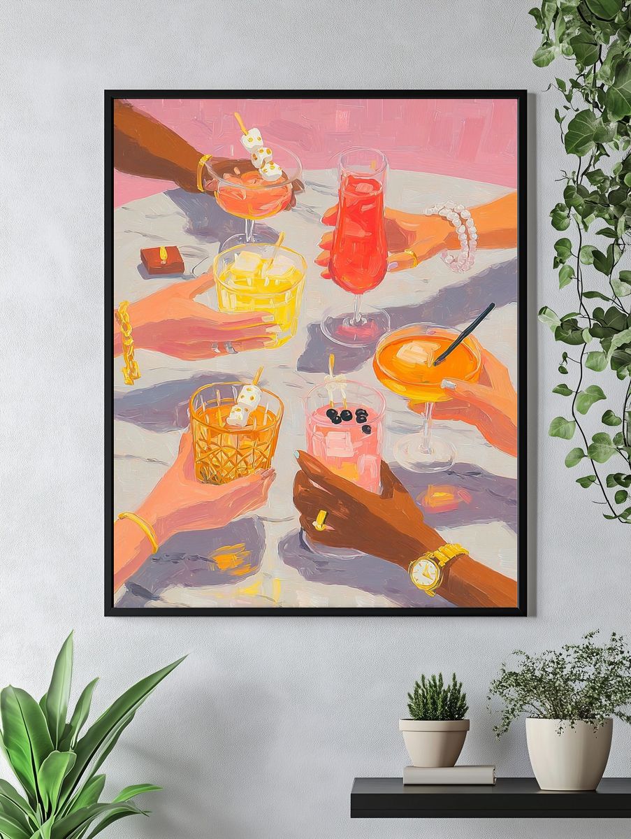 Colorful Cocktails Gathering — Illustration Print. — room view 4