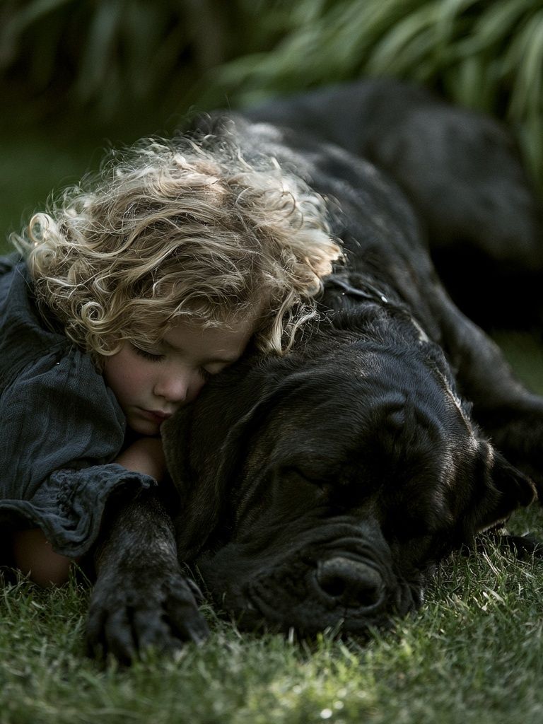 Child and Dog Portrait Poster. poster detail
