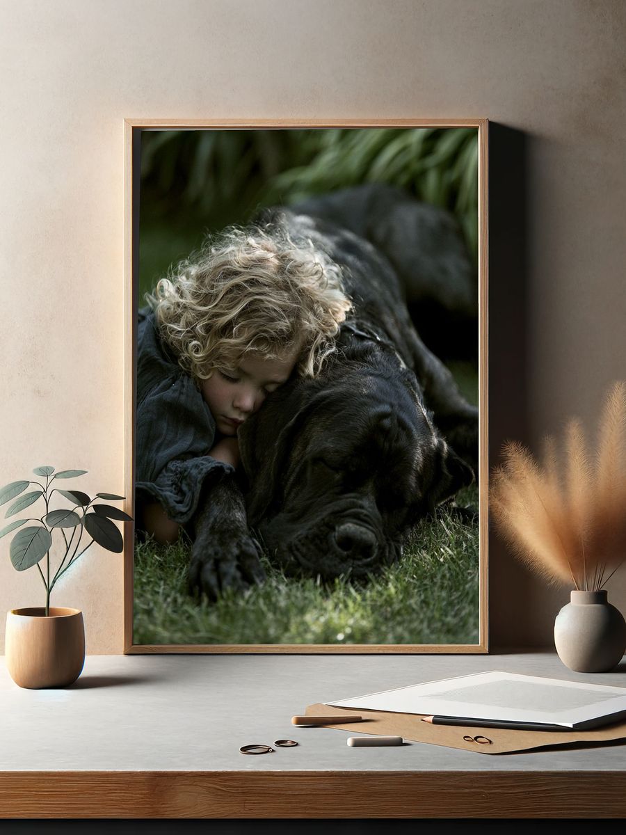 Child and Dog Portrait Poster. — room view 2