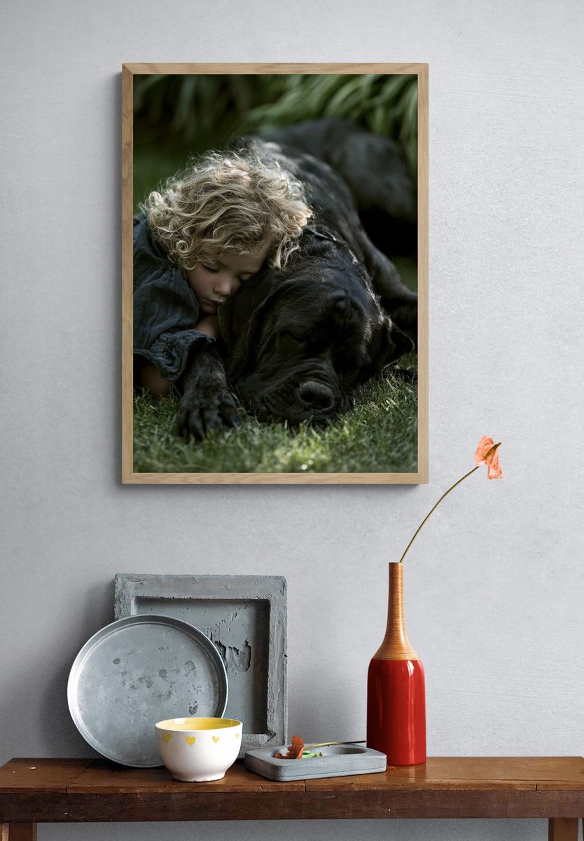 Child and Dog Portrait Poster. — room view 3