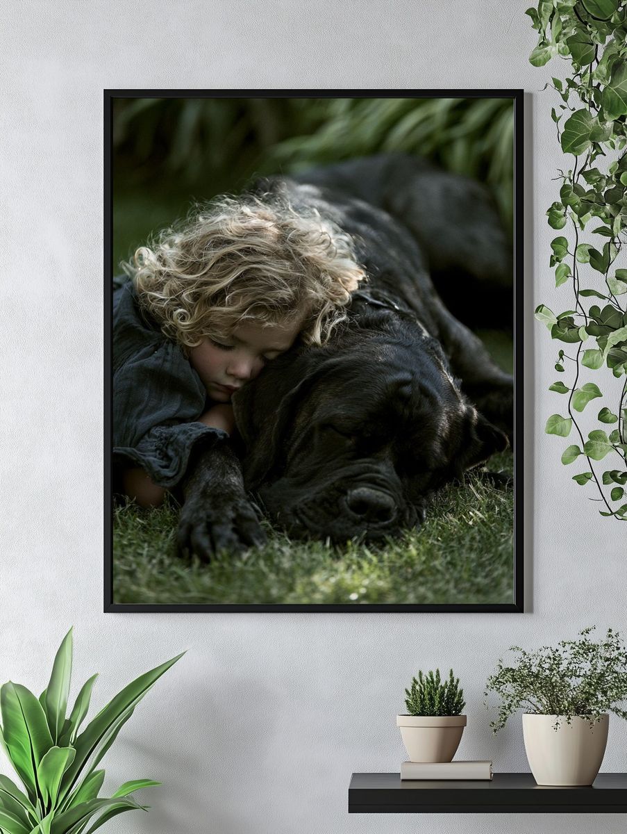 Child and Dog Portrait Poster. — room view 4