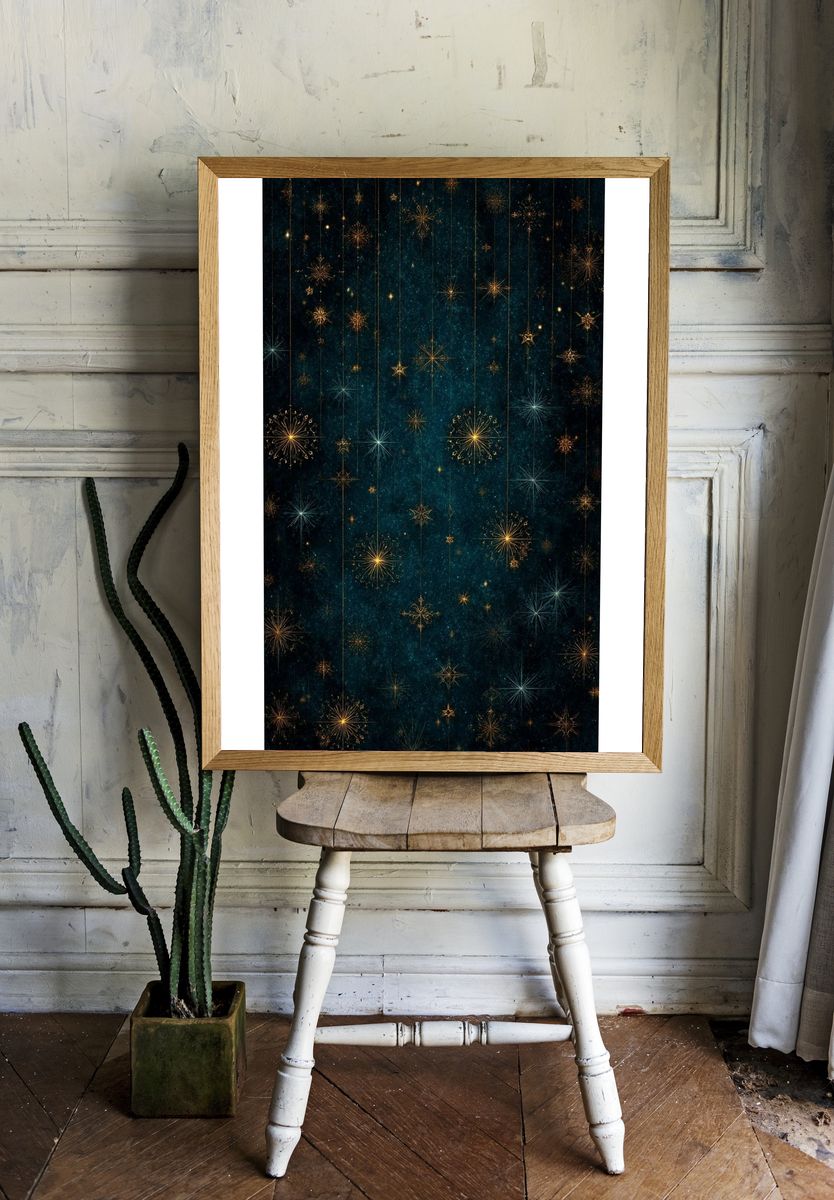 Celestial Starburst Night Sky Print. — room view 1