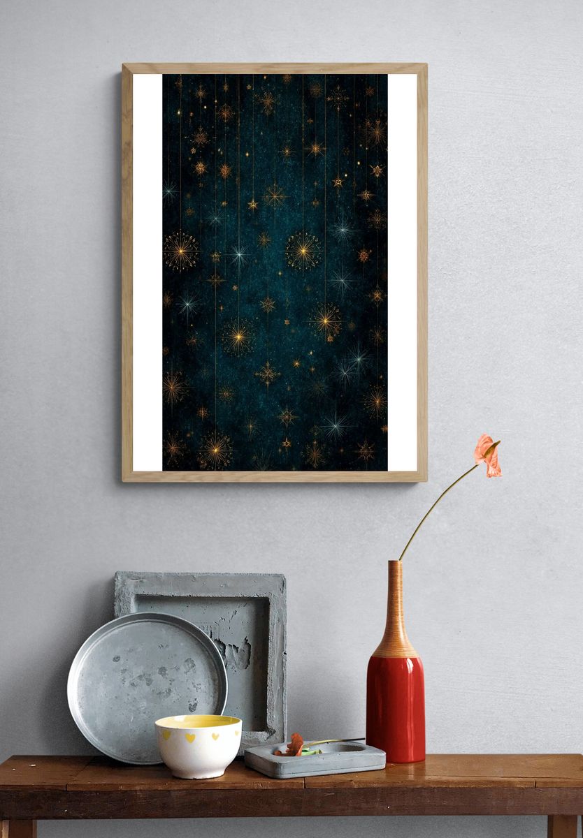 Celestial Starburst Night Sky Print. — room view 3