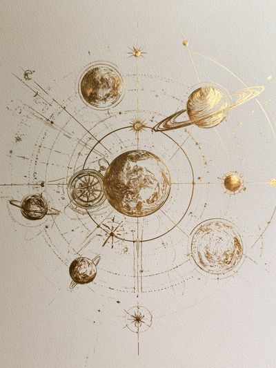 Celestial Orbit Illustration Poster.