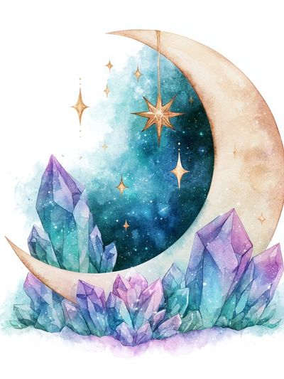 Celestial Crystal Moon Poster.
