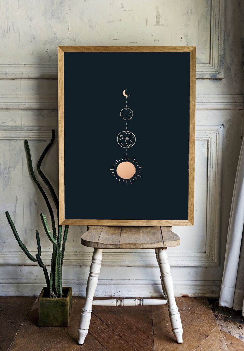 Celestial Bodies Minimalist Poster room preview