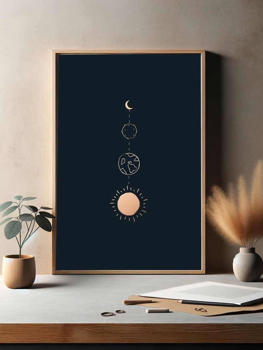 Celestial Bodies Minimalist Poster. — room view 2