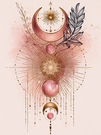 Celestial Moon Phase Botanical Poster.