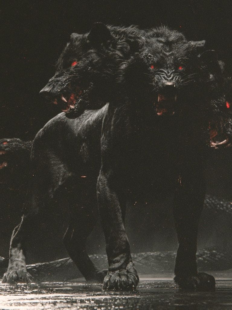 Three-Headed Cerberus Dark Print. poster detail
