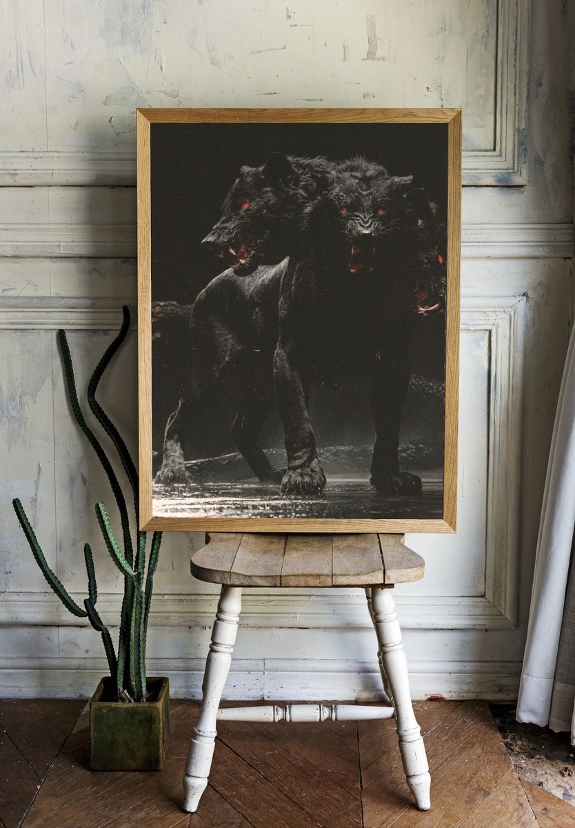 Three-Headed Cerberus Dark Print. room preview