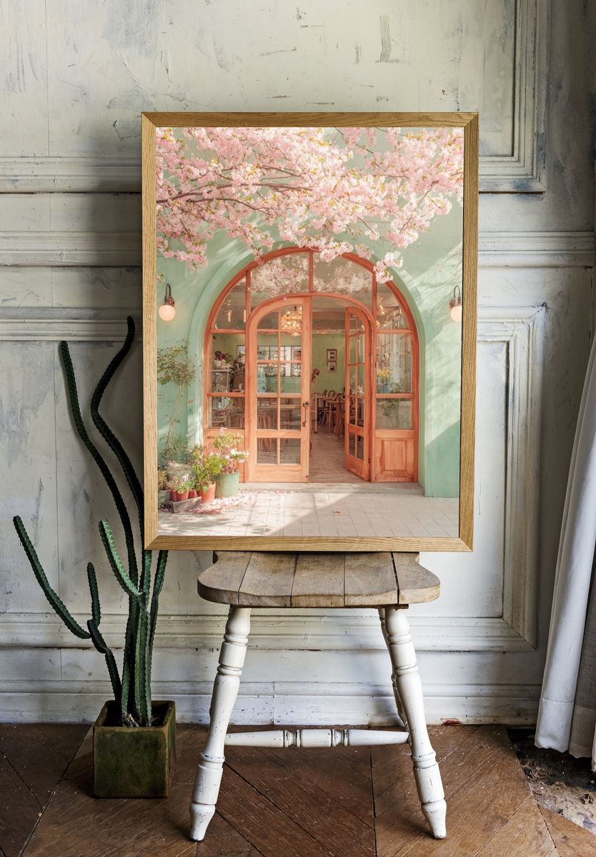 Charming Café Entrance — Photography Print. — room view 1