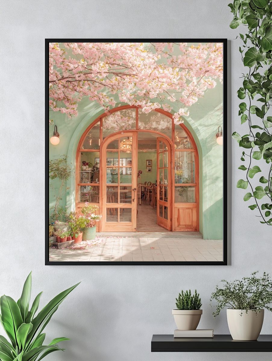 Charming Café Entrance — Photography Print. — room view 4