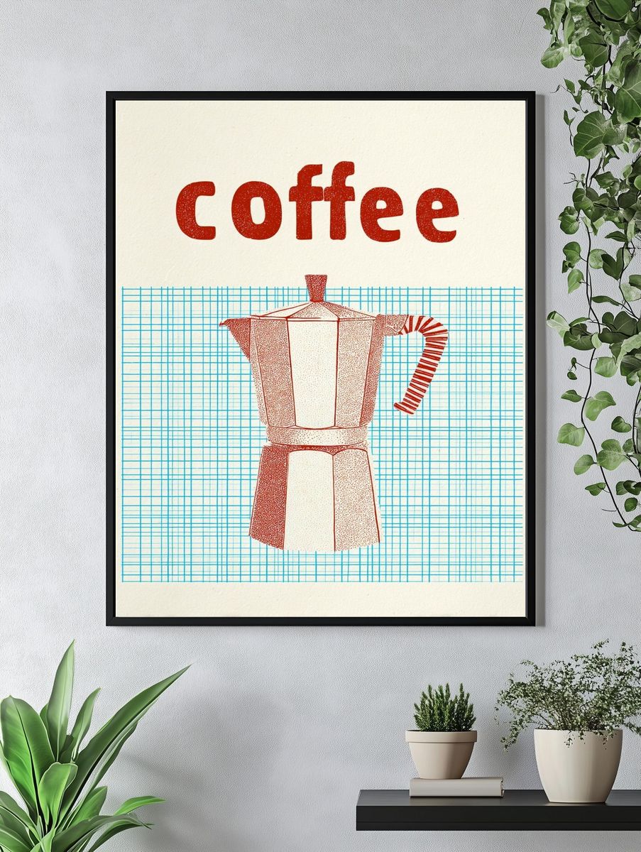 Coffee Maker — Vintage Print. — room view 4