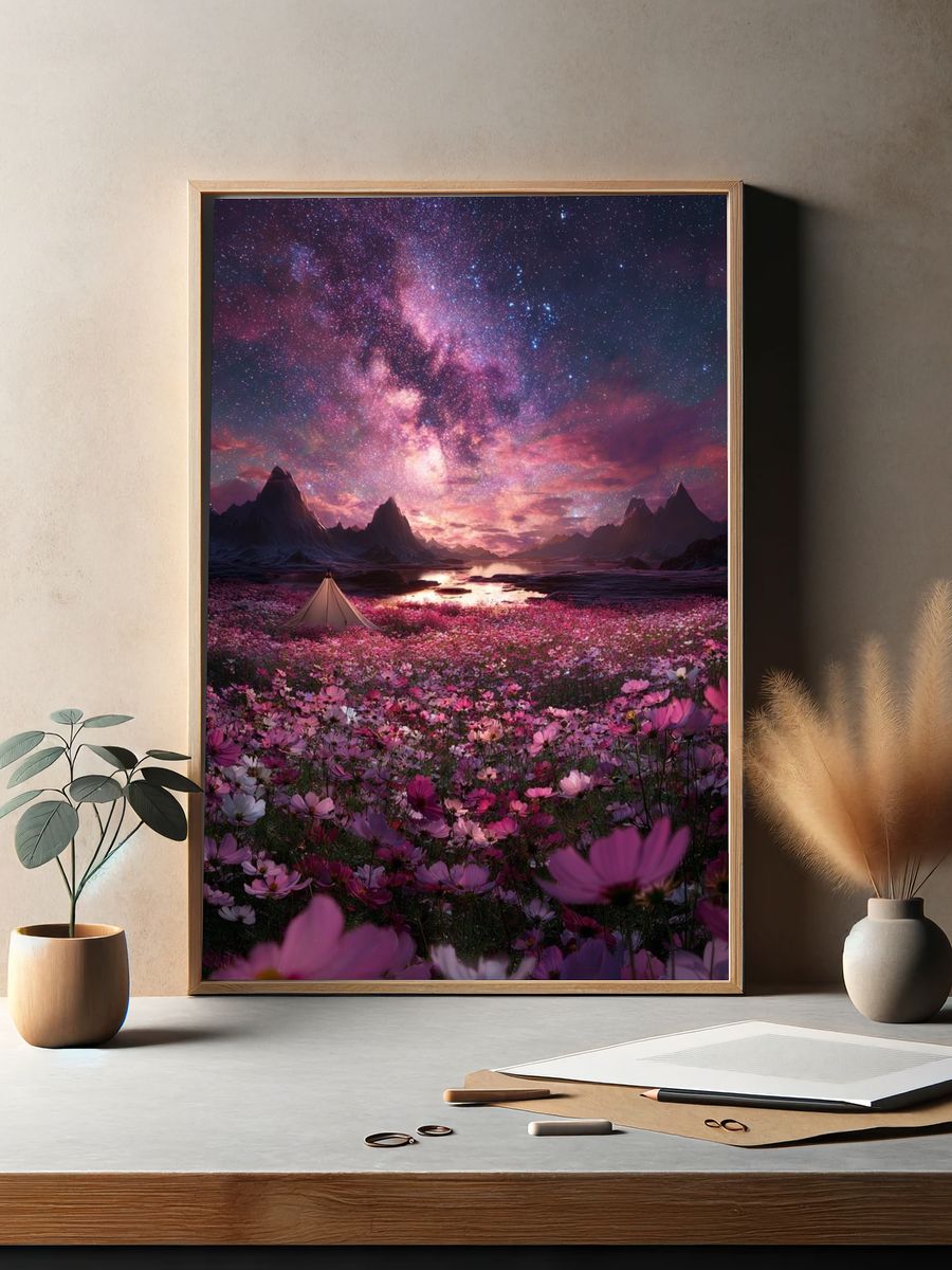 Cosmic Flower Field — Fantasy Print. — room view 2