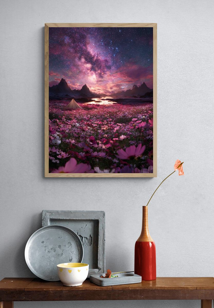 Cosmic Flower Field — Fantasy Print. — room view 3