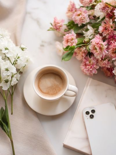 Coffee and Flowers — Photography Print. poster print