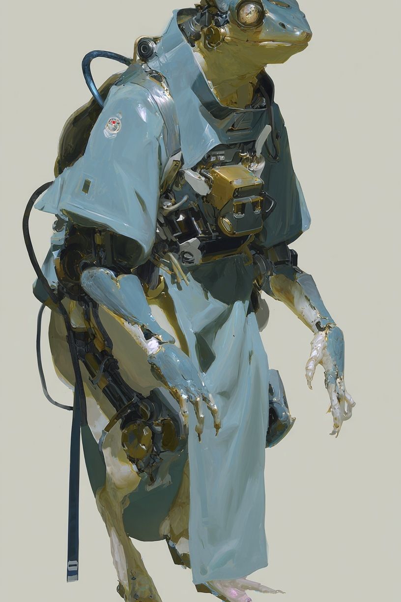 Cybernetic Frog Portrait Print. poster detail