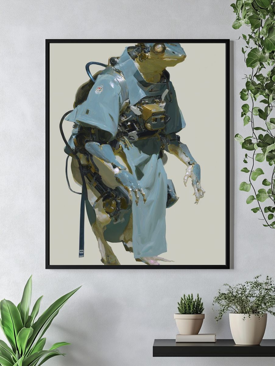 Cybernetic Frog Portrait Print. — room view 4