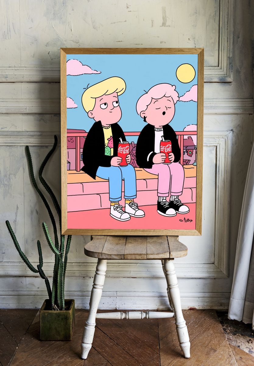 Chill Friends — Cartoon Print. — room view 1