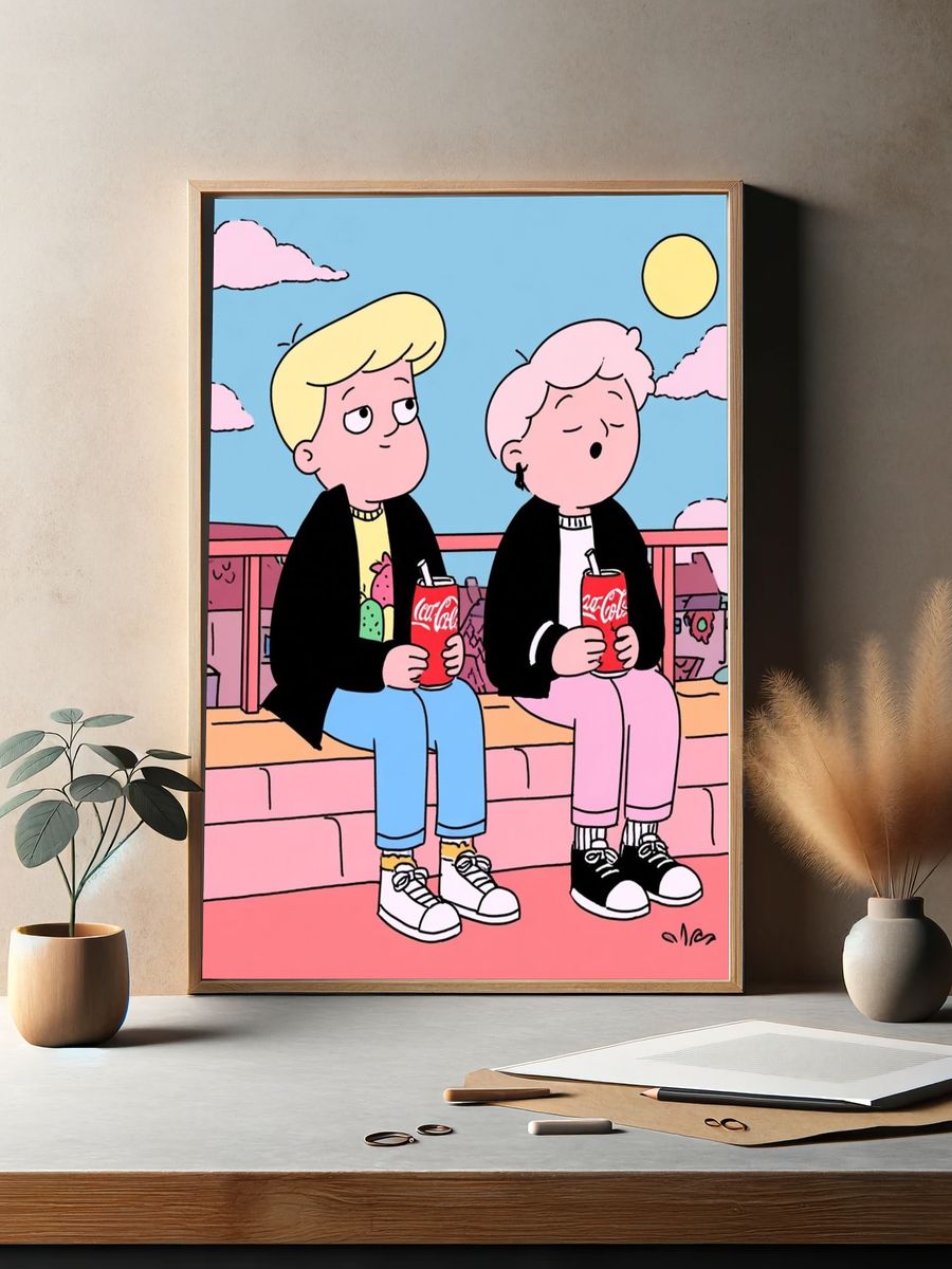 Chill Friends — Cartoon Print. — room view 2