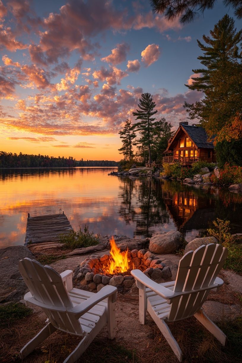 Cozy Campfire at Sunset Poster. poster detail