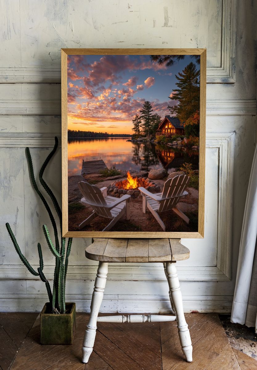 Cozy Campfire at Sunset Poster. — room view 1