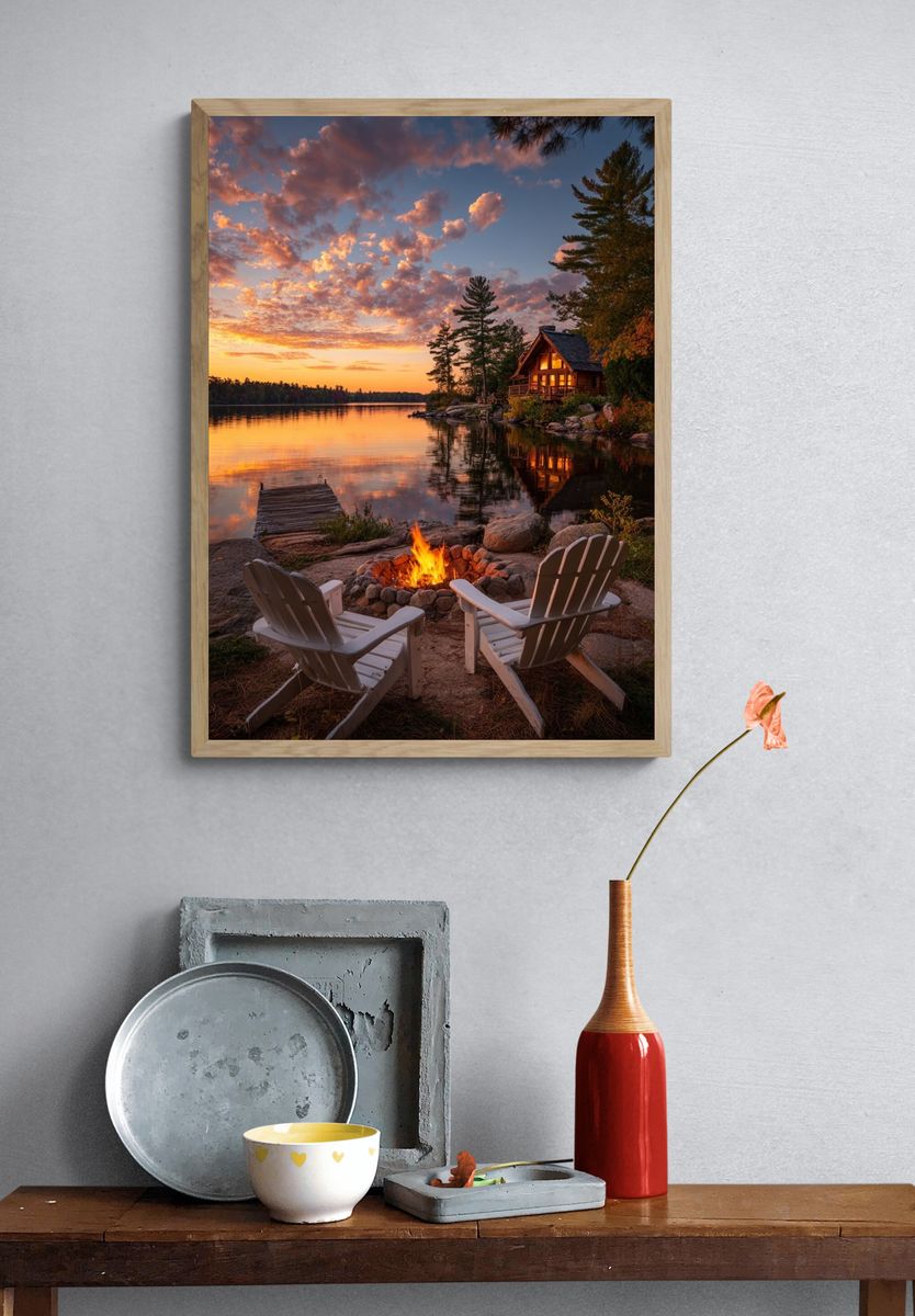 Cozy Campfire at Sunset Poster. — room view 3