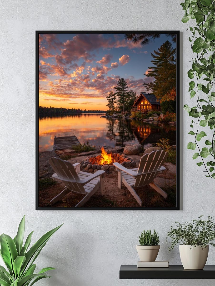 Cozy Campfire at Sunset Poster. — room view 4