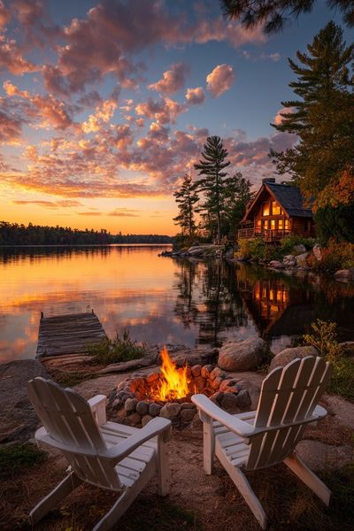 Cozy Campfire at Sunset Poster. poster