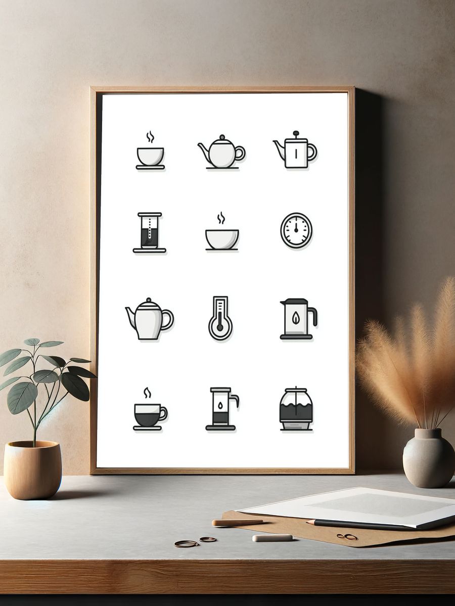 Coffee Brewing Tools — Minimalist Print. — room view 2