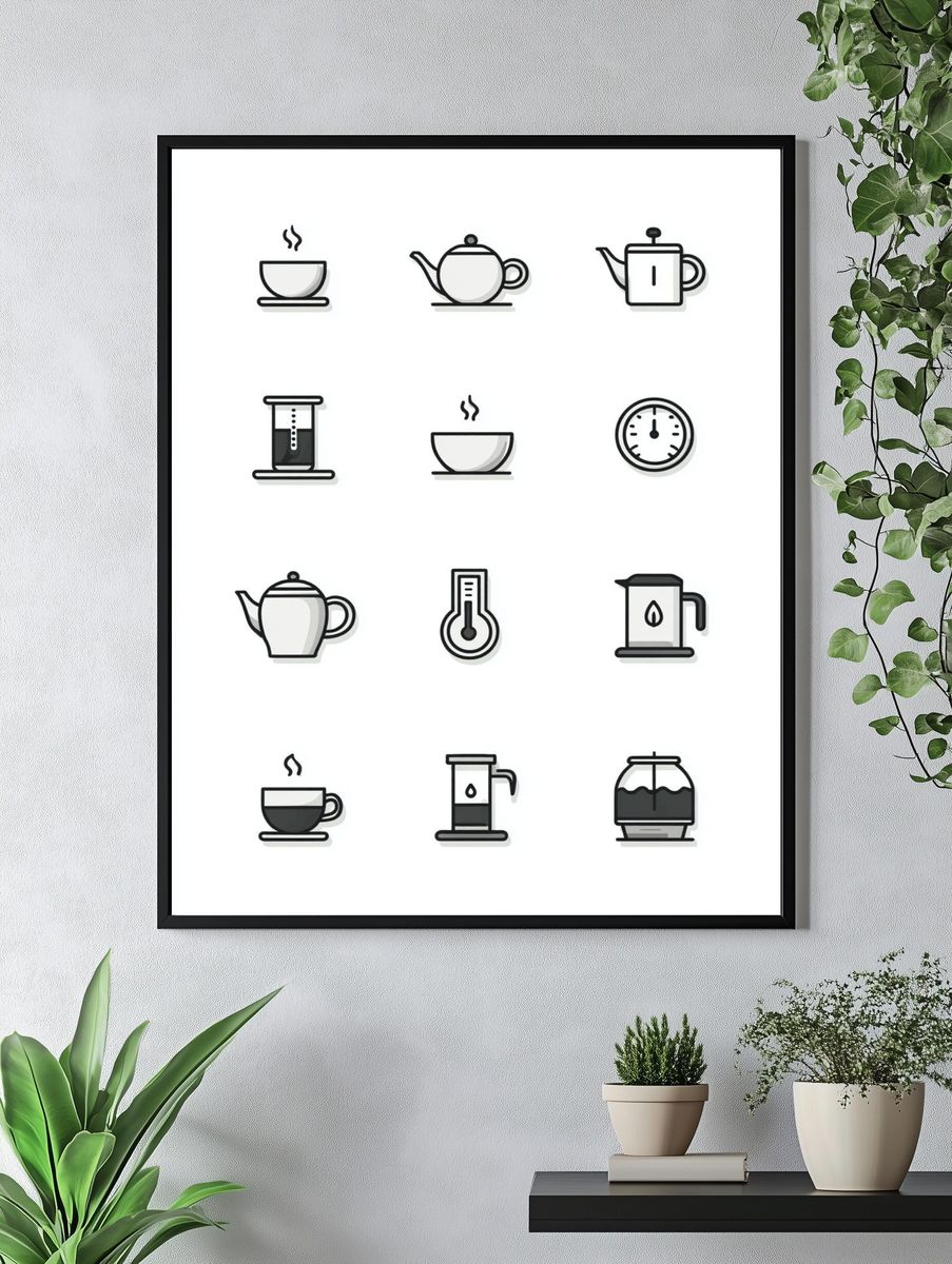 Coffee Brewing Tools — Minimalist Print. — room view 4