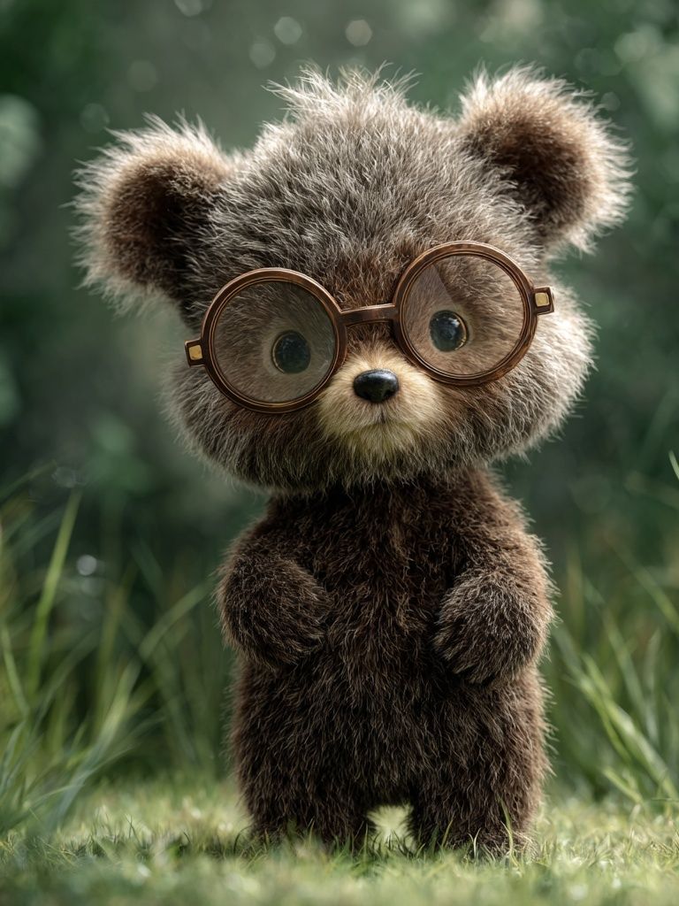 Cute Bear with Glasses — Illustration Print. poster — illustration art