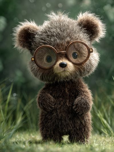 Cute Bear with Glasses — Illustration Print. poster print