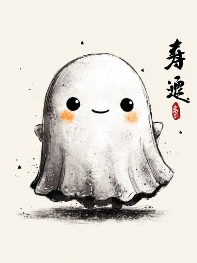 Cute Ghost Illustration Poster. poster