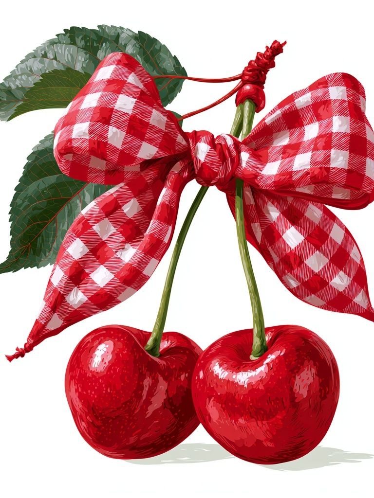 Cherry Bow Illustration Print. poster detail