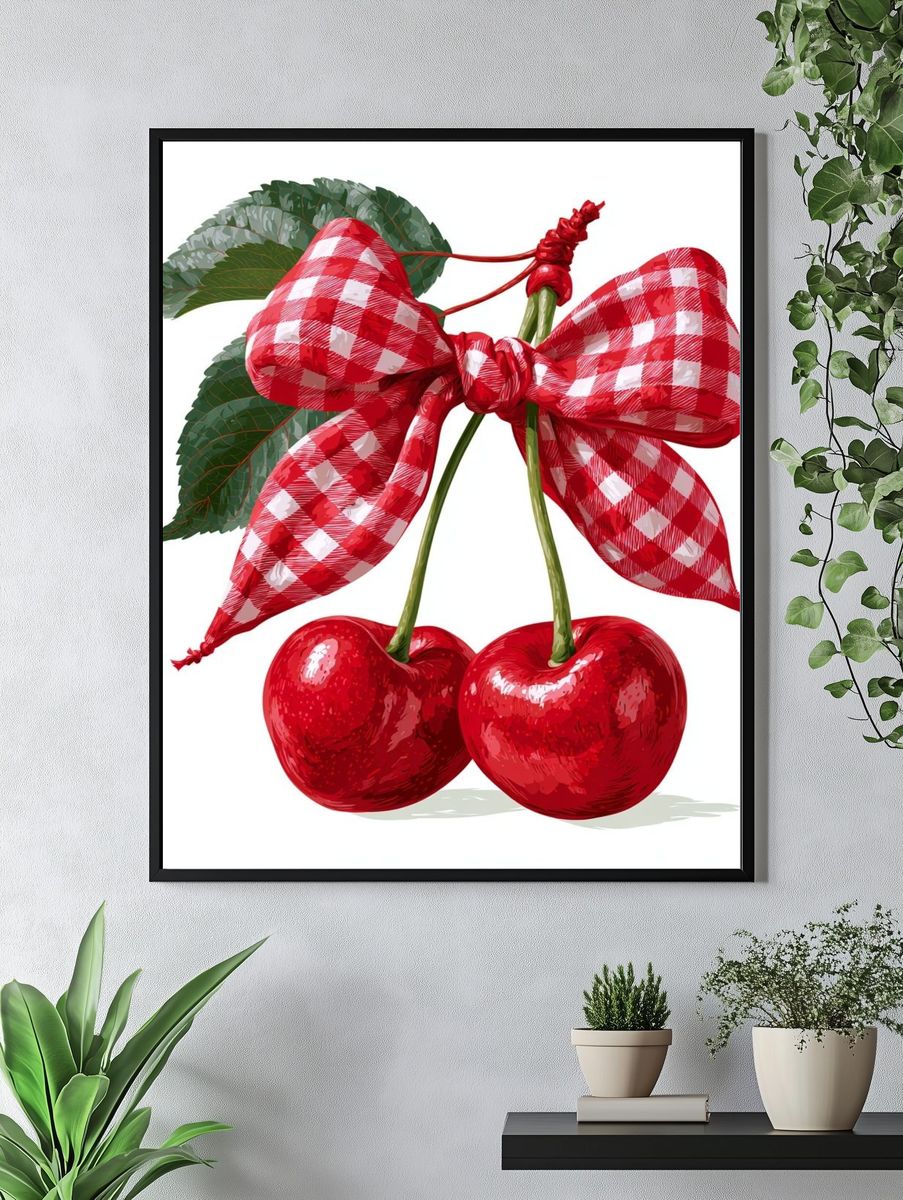 Cherry Bow Illustration Print. — room view 4