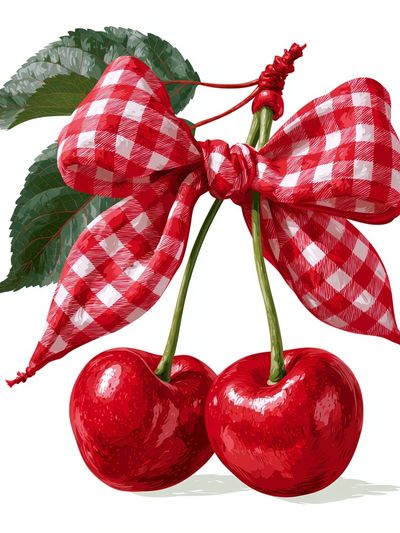 Cherry Bow Illustration Print. poster