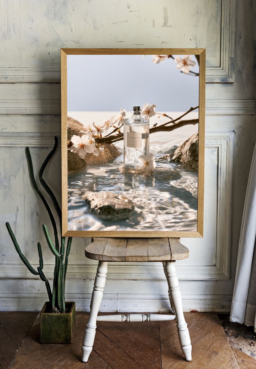 Cherry Blossom Perfume Still Life Poster. room preview