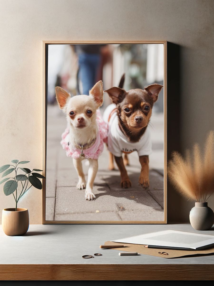 Chihuahua Duo Street Portrait Poster. — room view 2